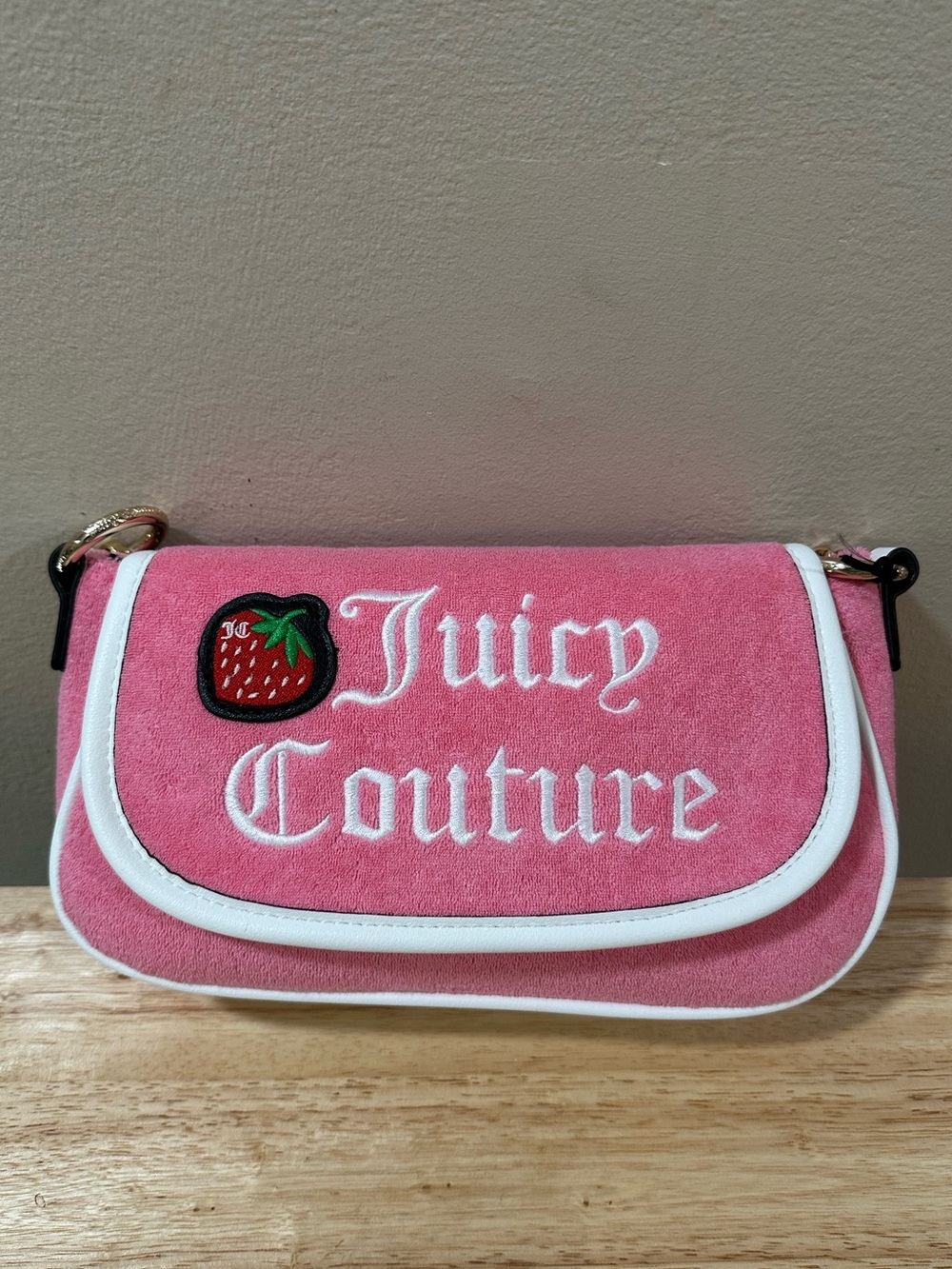 Juicy Couture Pink Shoulder Bag with Strawberry Patch
